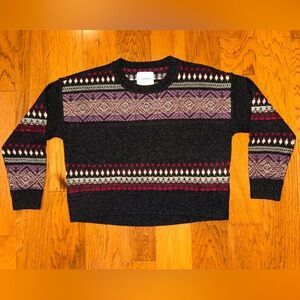 Lucky Brand Black and Purple Geometric Sweater